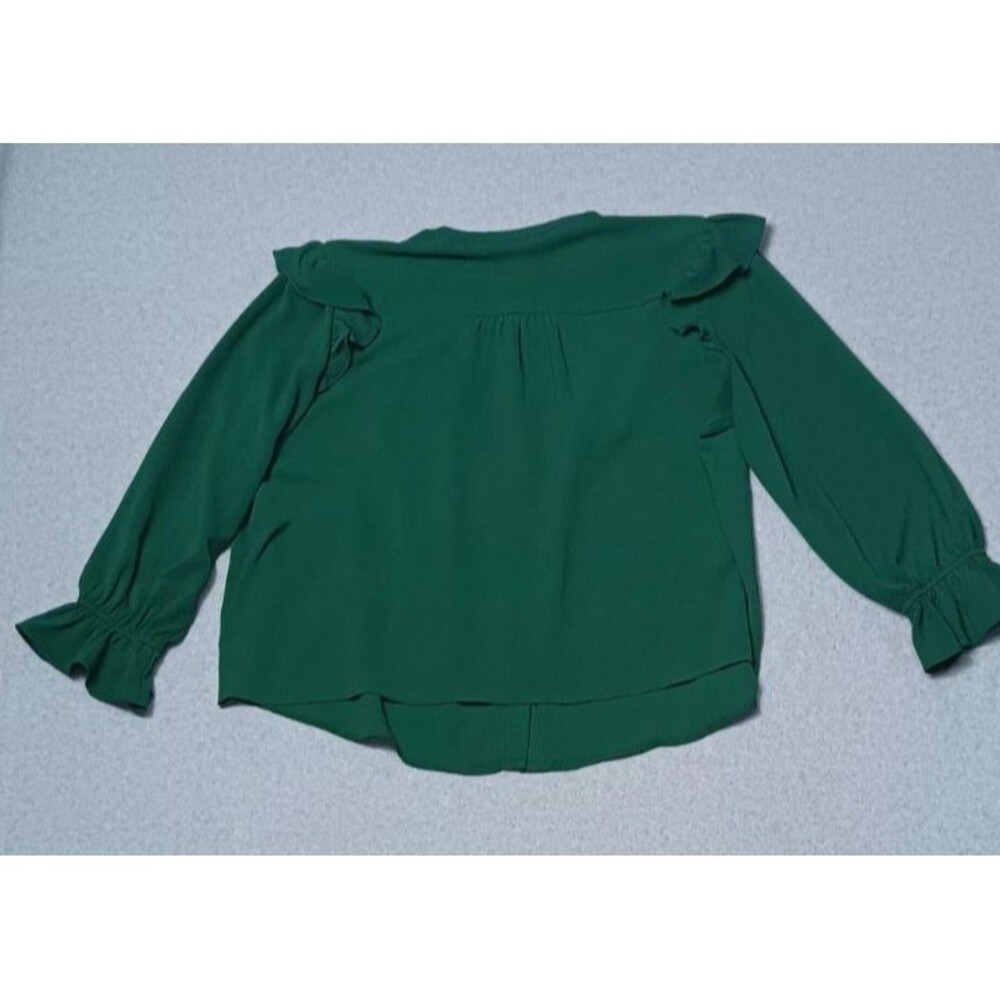 Cece Long Sleeve Pin Tuck Ruffled Blouse 3XL Alpine Green Pleated Peasant Button - Picture 12 of 12